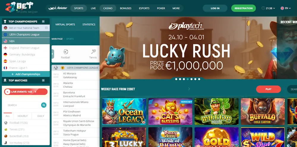 22Bet Sportsbook and Casino Screenshot